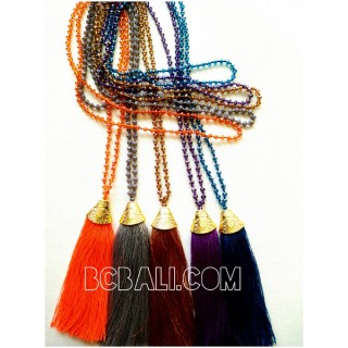 50 pieces free shipping include of beads crystal necklace tassels caps long strand